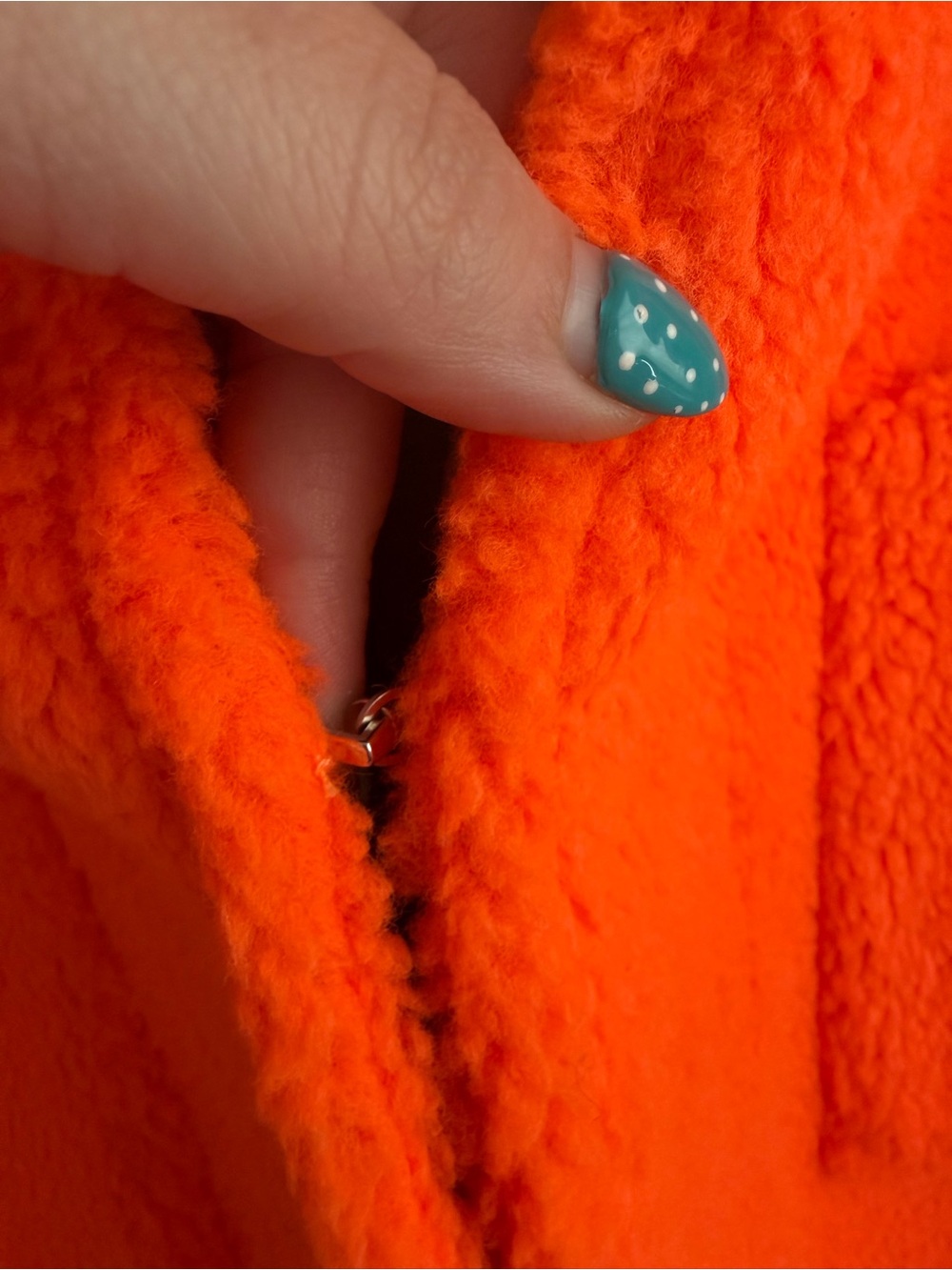 Vilagallo NWT Bright Orange Teddy Coat Large Front Pockets Single Hook Closure - Picture 5 of 12